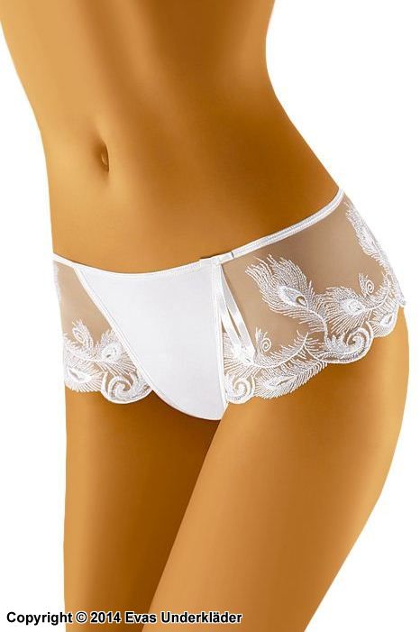 Elegant boyshort-truse, gjennomsiktig netting, broderi